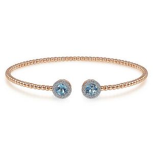 Gabriel Fashion 14k Round Swiss Blue Topaz Bracelet BG4245-6K45BT
