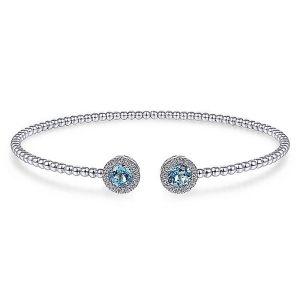 Gabriel Fashion 14k Round Swiss Blue Topaz Bracelet BG4245-6W45BT
