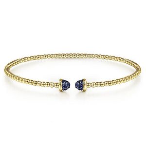 Gabriel Fashion 14 Karat Yellow Gold A Quality Sapphire Bangle Bracelet BG4249-6Y4JSA