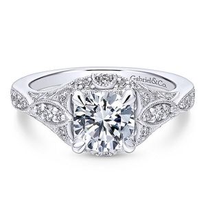 Gabriel 18 Karat Round Halo Engagement Ring ER12580R4W84JJ