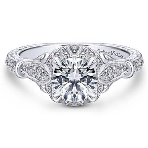 Gabriel Platinum Round Halo Engagement Ring ER12581R4PT4JJ