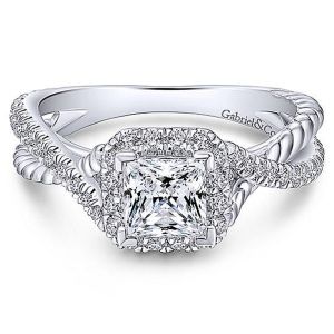 Gabriel 18 Karat Princess Cut Halo Engagement Ring ER12627S3W84JJ