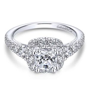 Gabriel 18 Karat Cushion Cut Halo Engagement Ring ER13882C4W84JJ