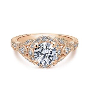 Gabriel 14 Karat Round Halo Engagement Ring ER12579R4K44JJ