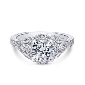 Gabriel 18 Karat Round Halo Engagement Ring ER12579R4W84JJ