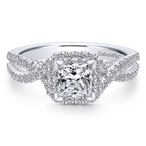 Gabriel 14 Karat Princess Cut Halo Engagement Ring ER12600S3W44JJ