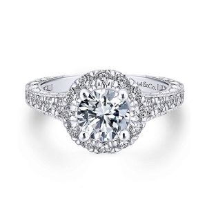 Gabriel Platinum Round Halo Engagement Ring ER12825R4PT4JJ
