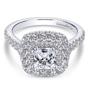 Gabriel Platinum Cushion Cut Halo Engagement Ring ER13861C4PT4JJ