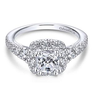 Gabriel Platinum Cushion Cut Halo Engagement Ring ER13882C4PT4JJ