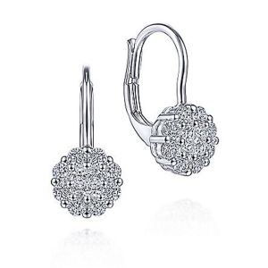 Gabriel Fashion 14 Karat Clustered Diamonds Leverback Earrings EG10457W44JJ