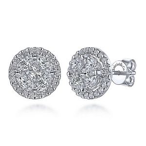 Gabriel Fashion 14 Karat Clustered Diamonds Stud Earrings EG10571W44JJ