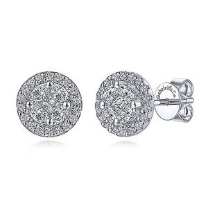 Gabriel Fashion 14 Karat Clustered Diamonds Stud Earrings EG10572W44JJ
