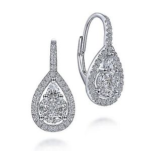 Gabriel Fashion 14 Karat Clustered Diamonds Drop Earrings EG10770W44JJ