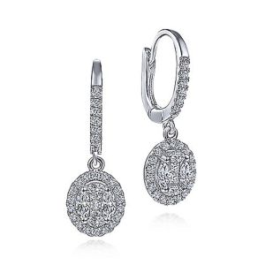 Gabriel Fashion 14 Karat Clustered Diamonds Drop Earrings EG11165W44JJ
