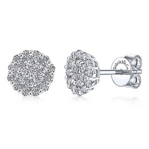 Gabriel Fashion 14 Karat Clustered Diamonds Stud Earrings EG11187W44JJ