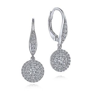 Gabriel Fashion 14 Karat Clustered Diamonds Drop Earrings EG11193W44JJ