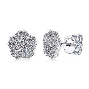 Gabriel Fashion 14 Karat Clustered Diamonds Stud Earrings EG11271W44JJ