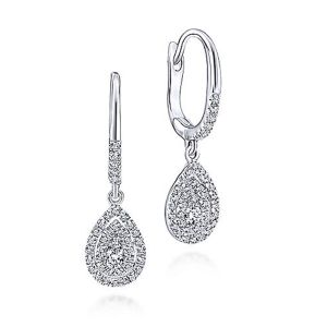 Gabriel Fashion 14 Karat Clustered Diamonds Drop Earrings EG11272W44JJ