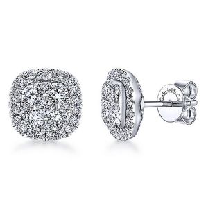 Gabriel Fashion 14 Karat Clustered Diamonds Stud Earrings EG11331W44JJ