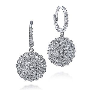 Gabriel Fashion 14 Karat Clustered Diamonds Drop Earrings EG11401W44JJ