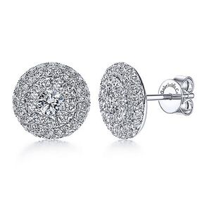 Gabriel Fashion 14 Karat Clustered Diamonds Stud Earrings EG11568W44JJ