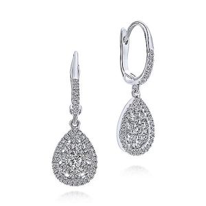 Gabriel Fashion 14 Karat Clustered Diamonds Drop Earrings EG11722W44JJ
