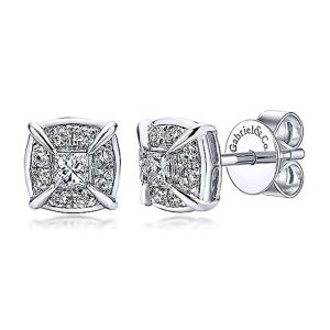 Gabriel Fashion 14 Karat Clustered Diamonds Stud Earrings EG12610W44JJ