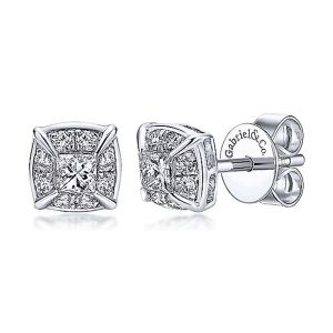 Gabriel Fashion 14 Karat Clustered Diamonds Stud Earrings EG12611W44JJ