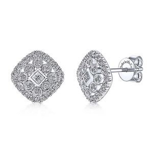 Gabriel Fashion 14 Karat Clustered Diamonds Stud Earrings EG12657W44JJ