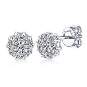 Gabriel Fashion 14 Karat Clustered Diamonds Stud Earrings EG9202W44JJ