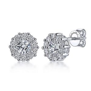 Gabriel Fashion 14 Karat Clustered Diamonds Stud Earrings EG9203W44JJ