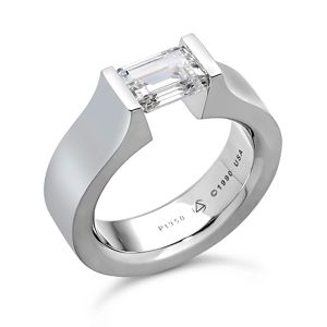 Tension set emerald cut diamond ring on sale