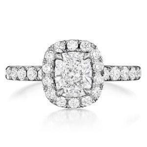 Henri Daussi AHWS Cushion Halo Diamond Engagement Ring