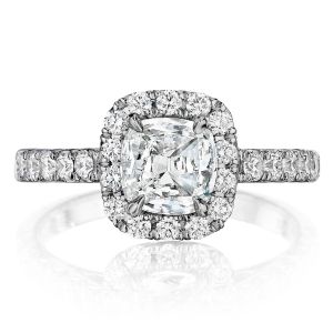 Henri Daussi AL Cushion Halo Diamond Engagement Ring