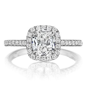 Henri Daussi ALG Cushion Halo Diamond Engagement Ring