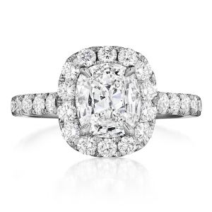Henri Daussi AMKL Cushion Halo Diamond Engagement Ring