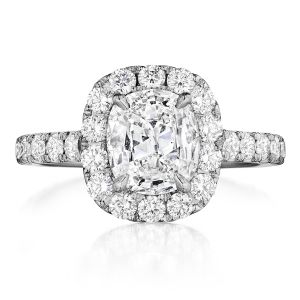 Henri Daussi AMKL Cushion Halo Diamond Engagement Ring