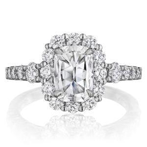 Henri Daussi AVD Cushion Scalloped Halo Diamond Engagement Ring