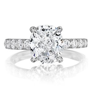 Henri Daussi AXB Cushion Diamond Solitaire Engagement Ring