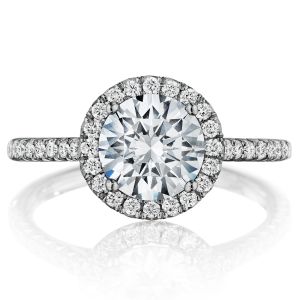 Henri Daussi BLG Round Halo Diamond Engagement Ring