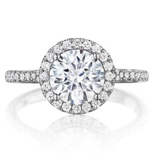 Henri Daussi BSP Round Halo Diamond Engagement Ring