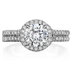 Henri Daussi BSPD Round Halo Spilt Shank Diamond Engagement Ring