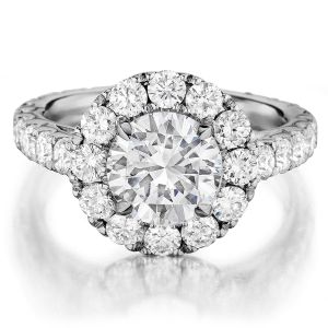 Henri Daussi BWSB Round Halo Diamond Engagement Ring