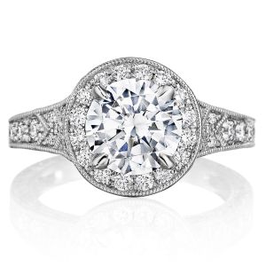 Henri Daussi BZP Antique Round Halo Diamond Engagement Ring