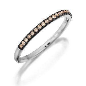 Henri Daussi R1-11 Diamond Band Single Line of Fancy Brown Diamonds