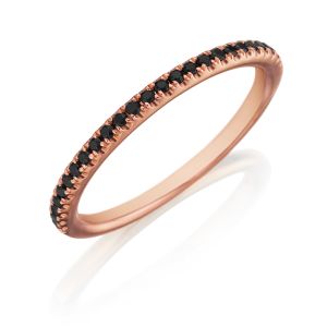 Henri Daussi R1-12 Rose Gold Single Line Black Diamond Band