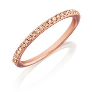 Henri Daussi R1-13 Rose Gold Single Line Fancy Brown Diamond Band