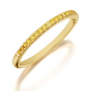 Henri Daussi R1-3 Diamond Band Single Line of Fancy Yellow Diamonds