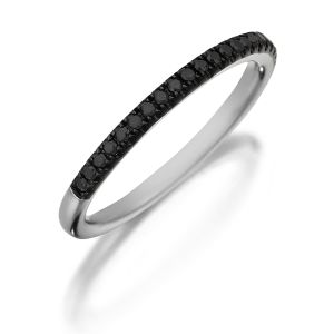 Henri Daussi R1-4 Diamond Band Single Line of Black Diamonds