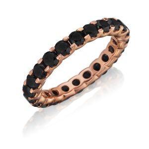 Henri Daussi R13-5 Rose Gold Prong Set Black Diamond Eternity Band